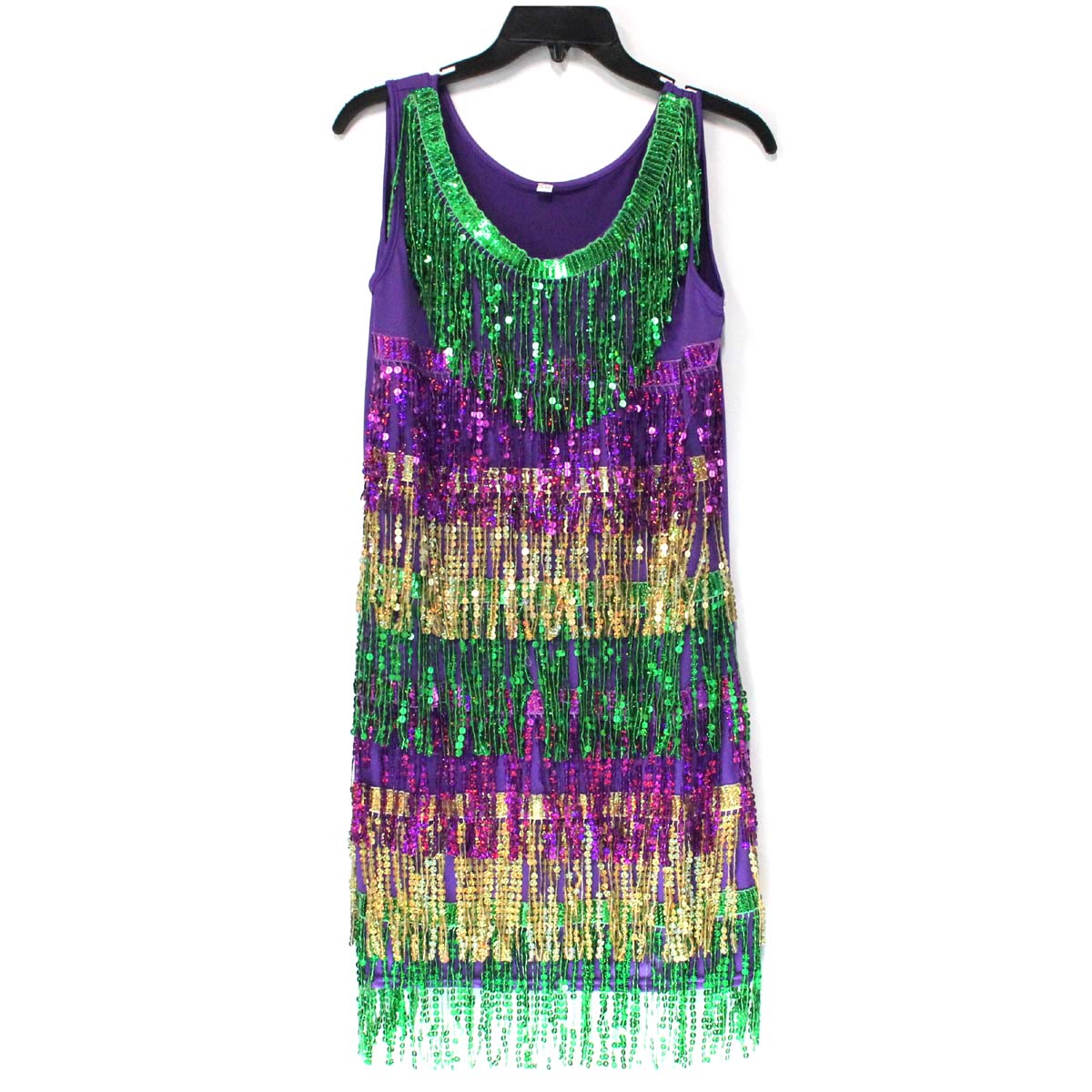 Purple, Green and Gold Sequin Fringe Mardi Gras Dress (Each) S/M Purple, Green and Gold Sequin Fringe Mardi Gras Dress (Each) S/M