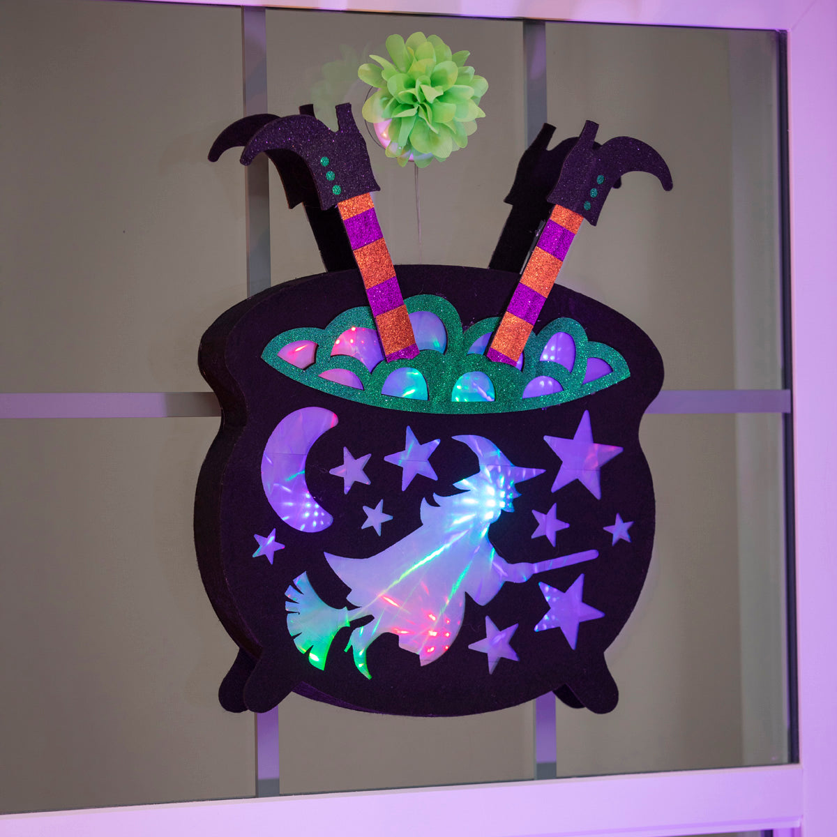 Witch Cauldron 3D LED with Diffusing Film Window Décor