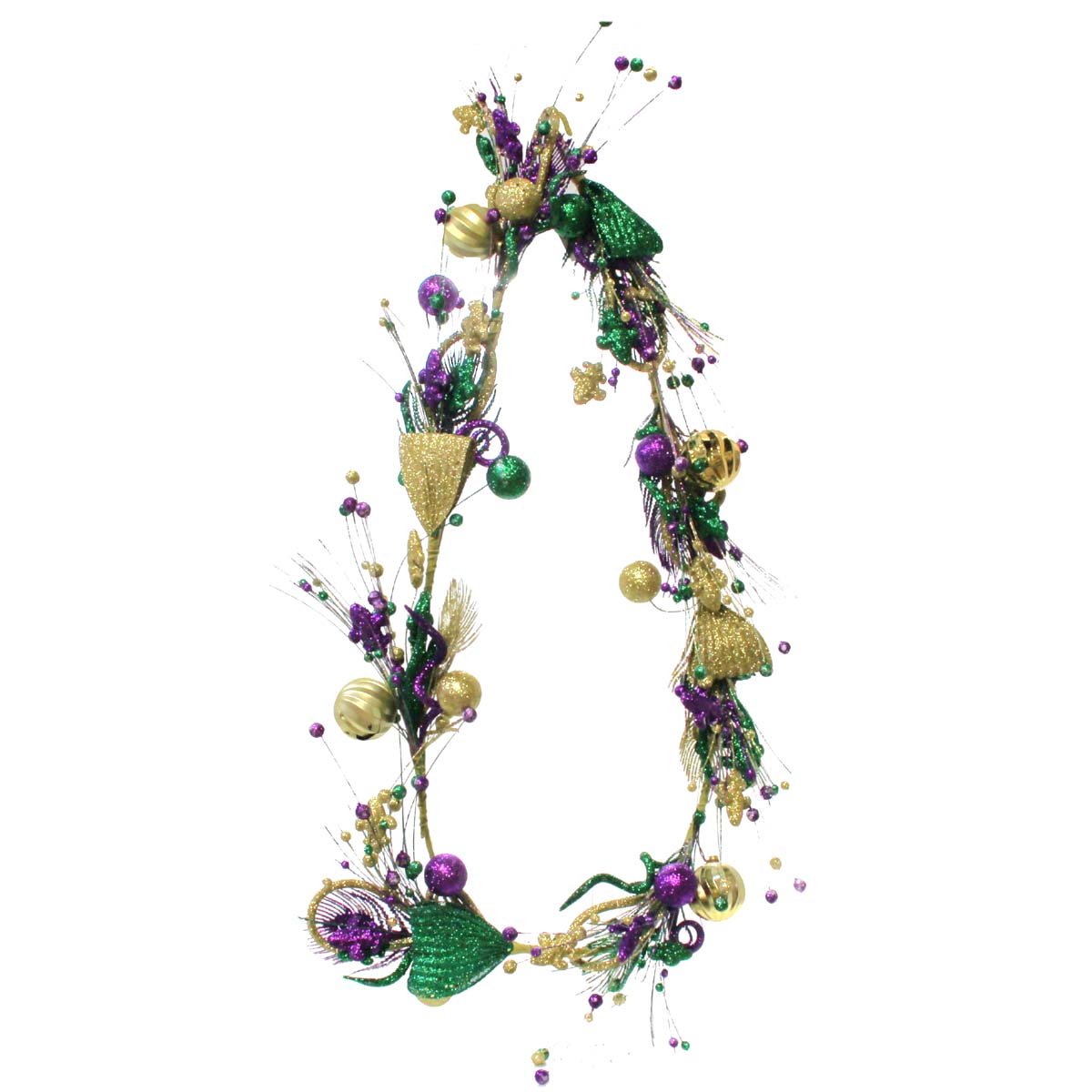 6' Effortless Mardi Gras Ornament Garland