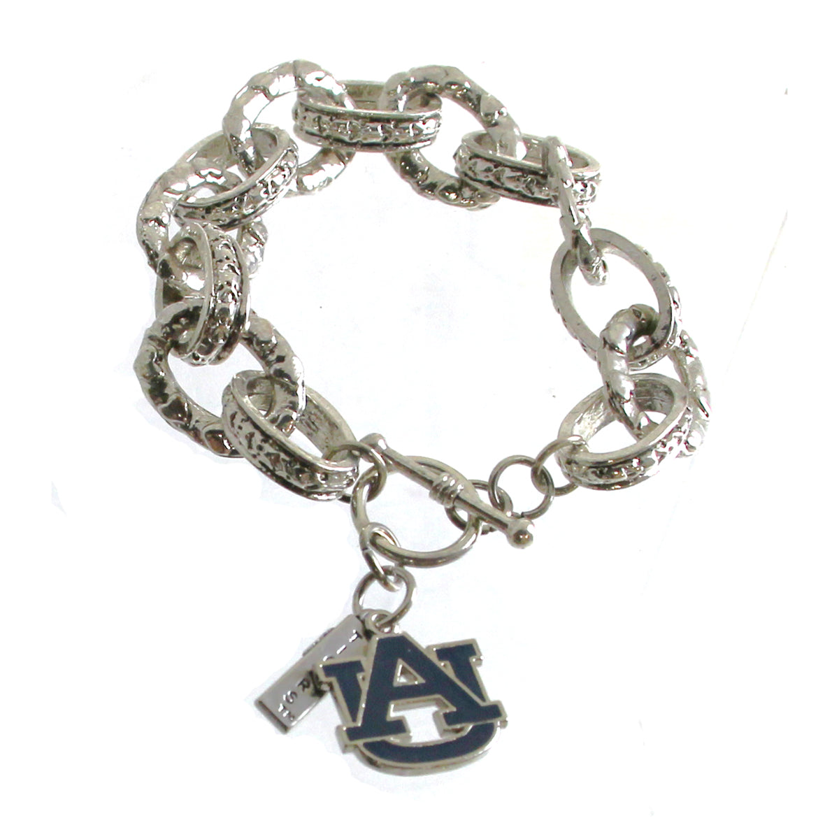 Auburn University Silver Link Bracelet w/charm