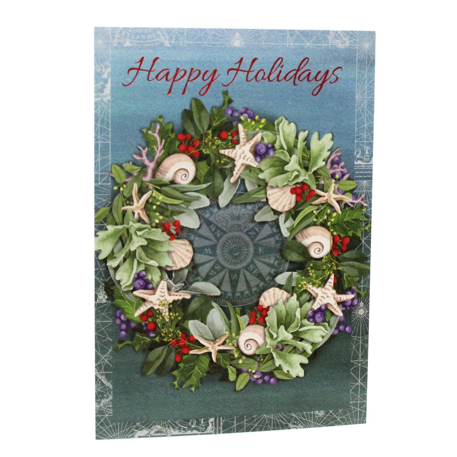 Christmas Boxed Cards, Seashell Wreath, Box of 10