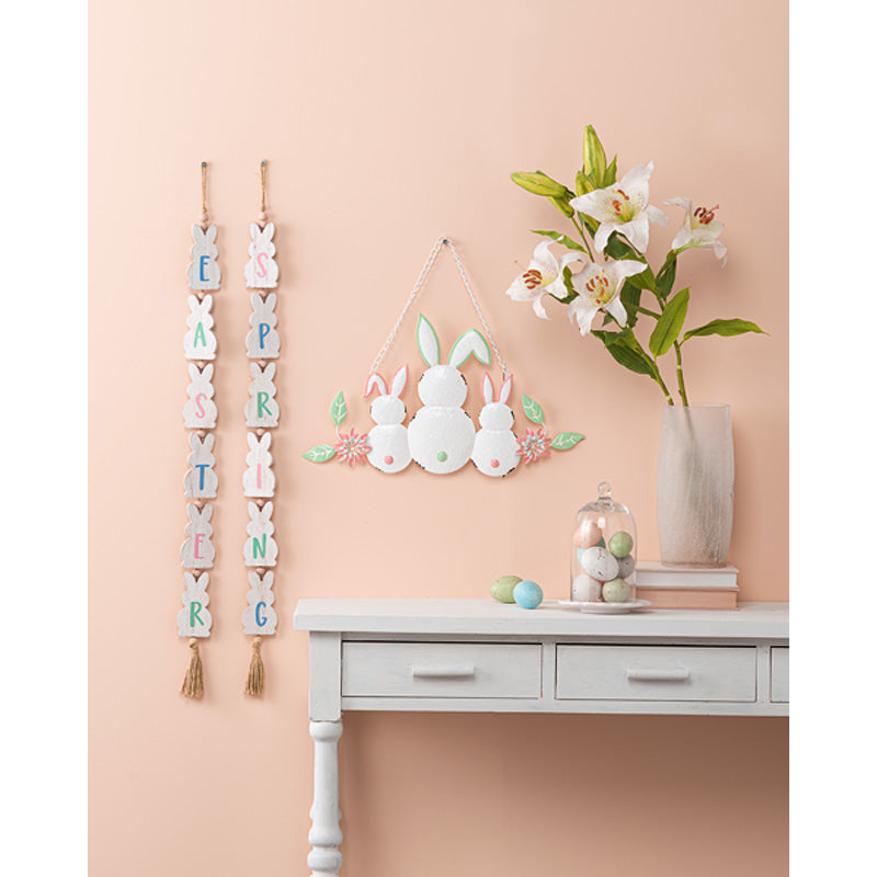 Embossed Rabbit Tails with Flower Wall Decor