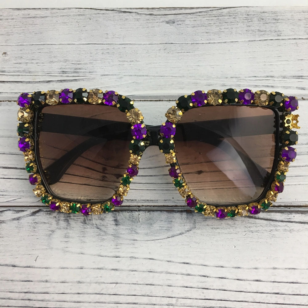 Large Mardi Gras Rhinestone Sunglasses | Jubilee Gift Shop display picture 3