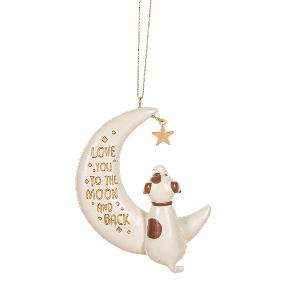 Dog Ornament, "Love you to the moon and back"
