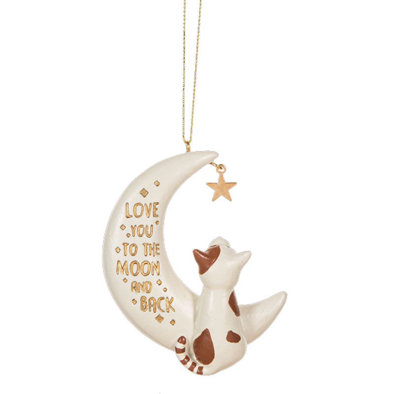 Cat Ornament, "Love you to the moon and back"