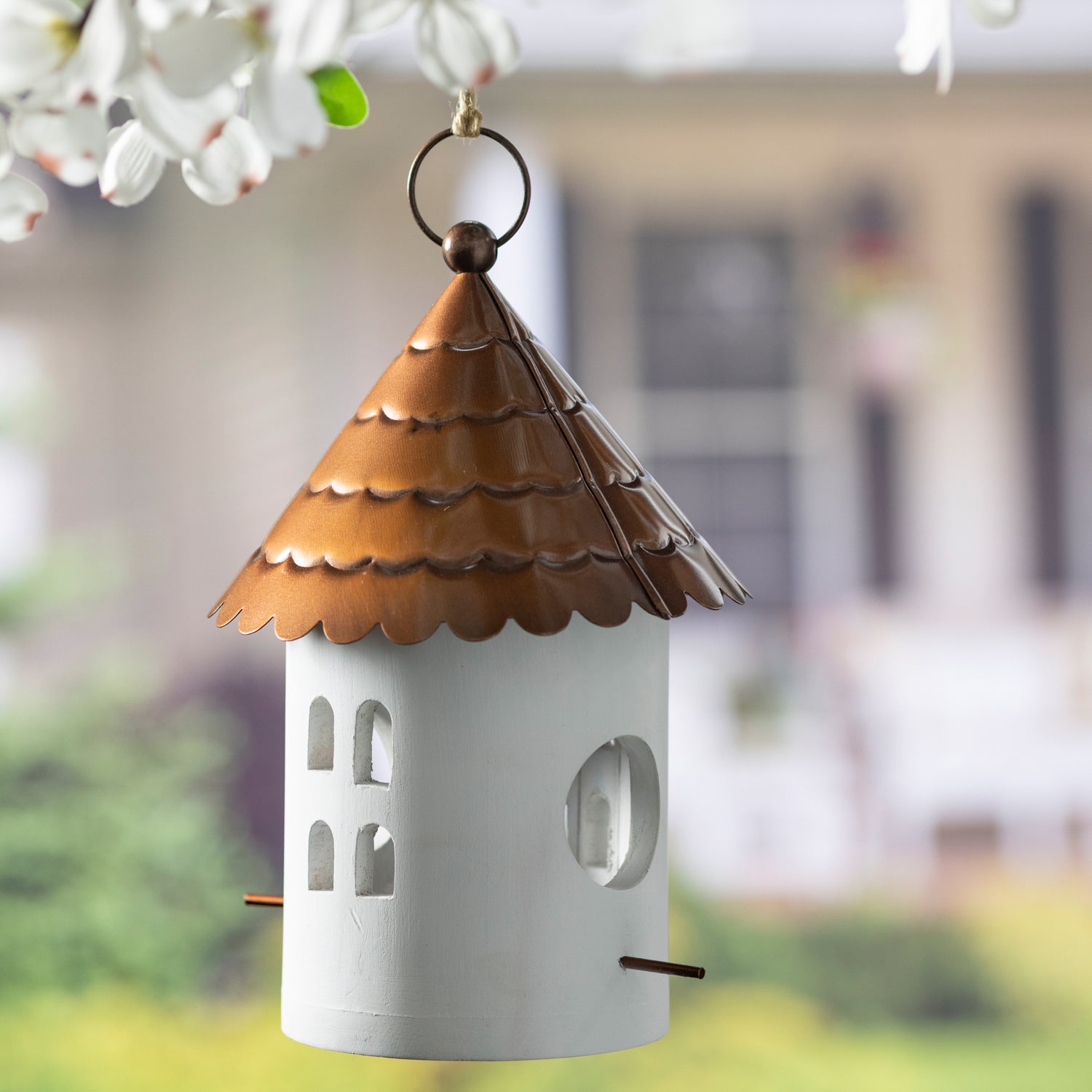 Plow & Hearth Wooden/Iron Hanging Birdhouse with Round Top