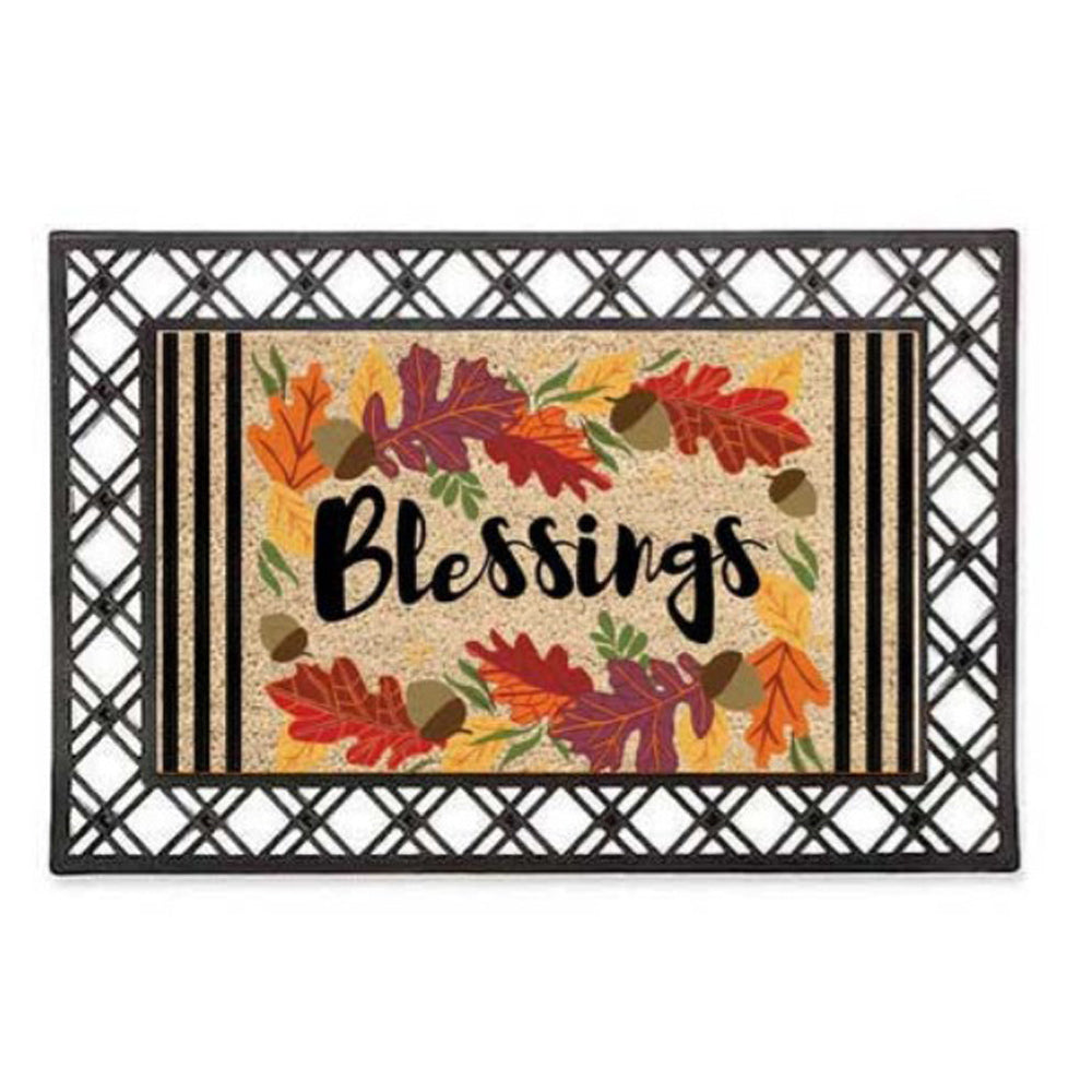 Thankful Grateful Blessed Door Mat Large Entrance Rug Rubber Front