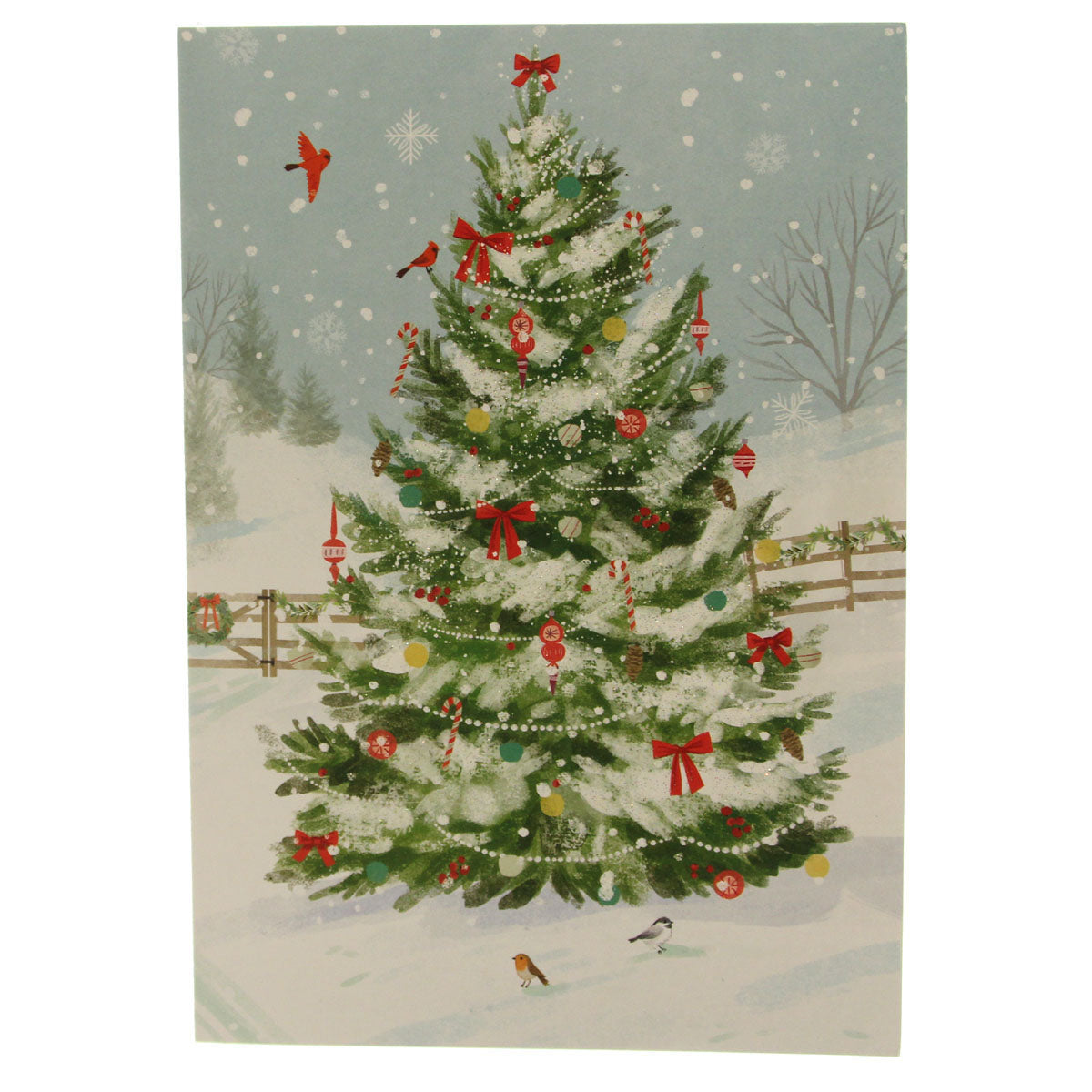 Christmas Cards,  Merry Christmas, 10 cards, image of cardinals & tree