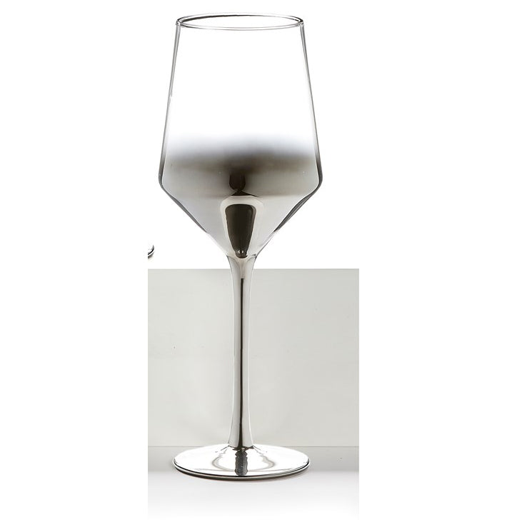 Clear & Silver Wine Glasses