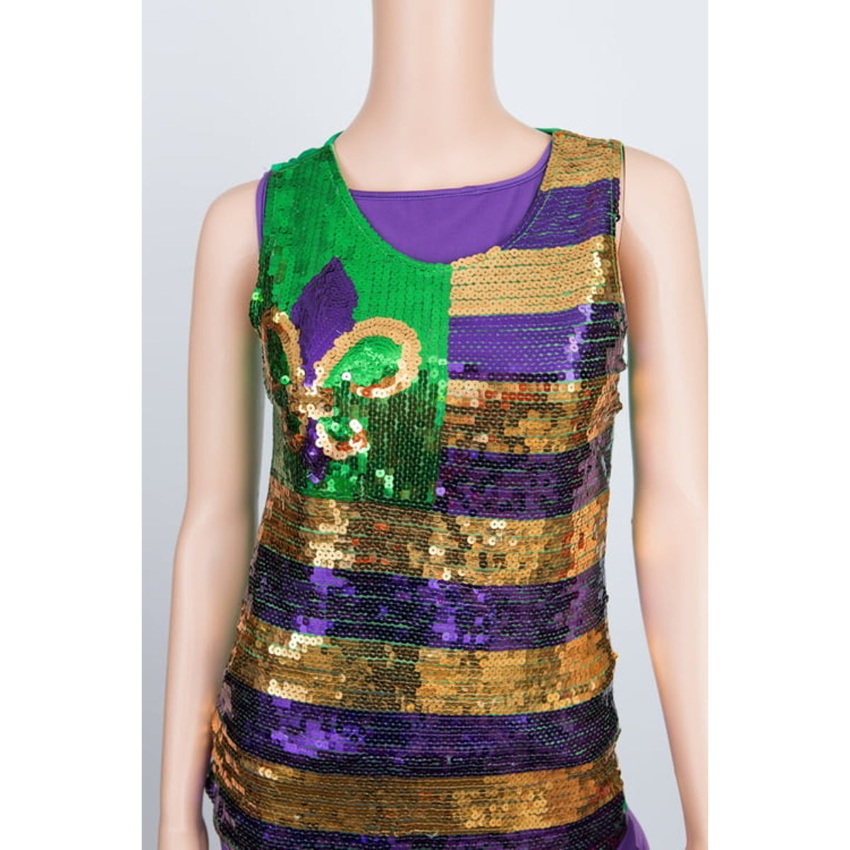 Mardi Gras Fleur de Lis Sequin Top