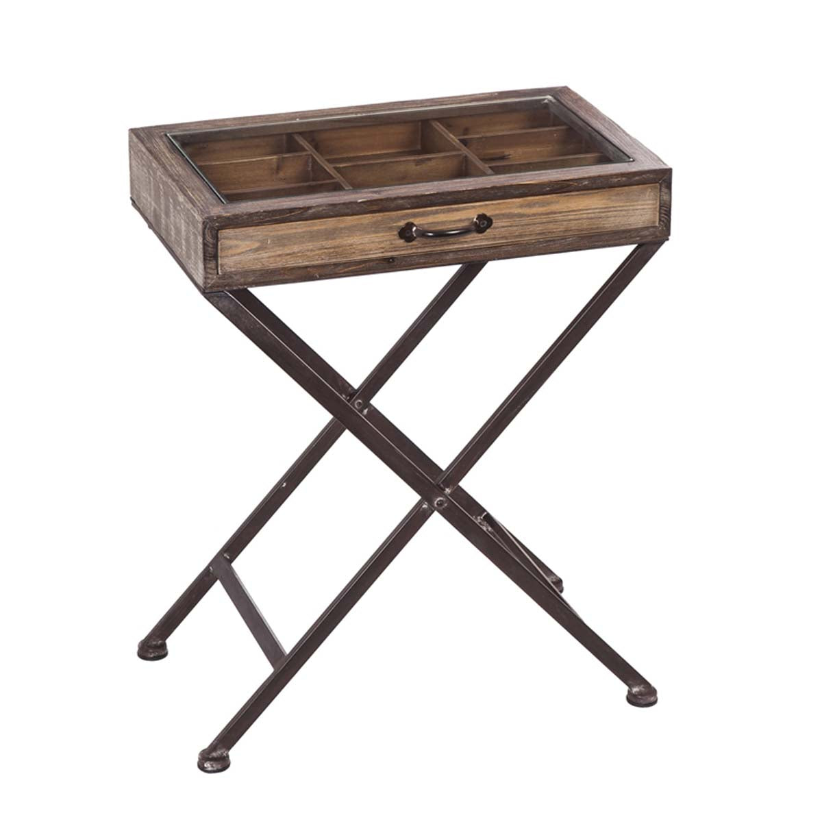 Wood Collectible Table with Metal legs