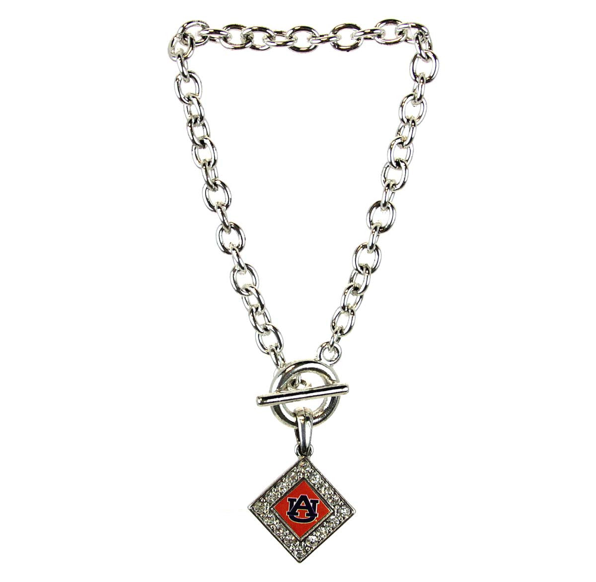 Bracelet Cable Chain Toggle Square Orange Auburn University