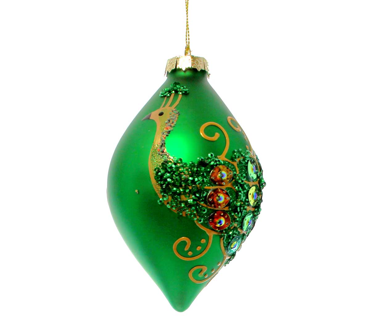 Peacock Glittering Glass Ornament