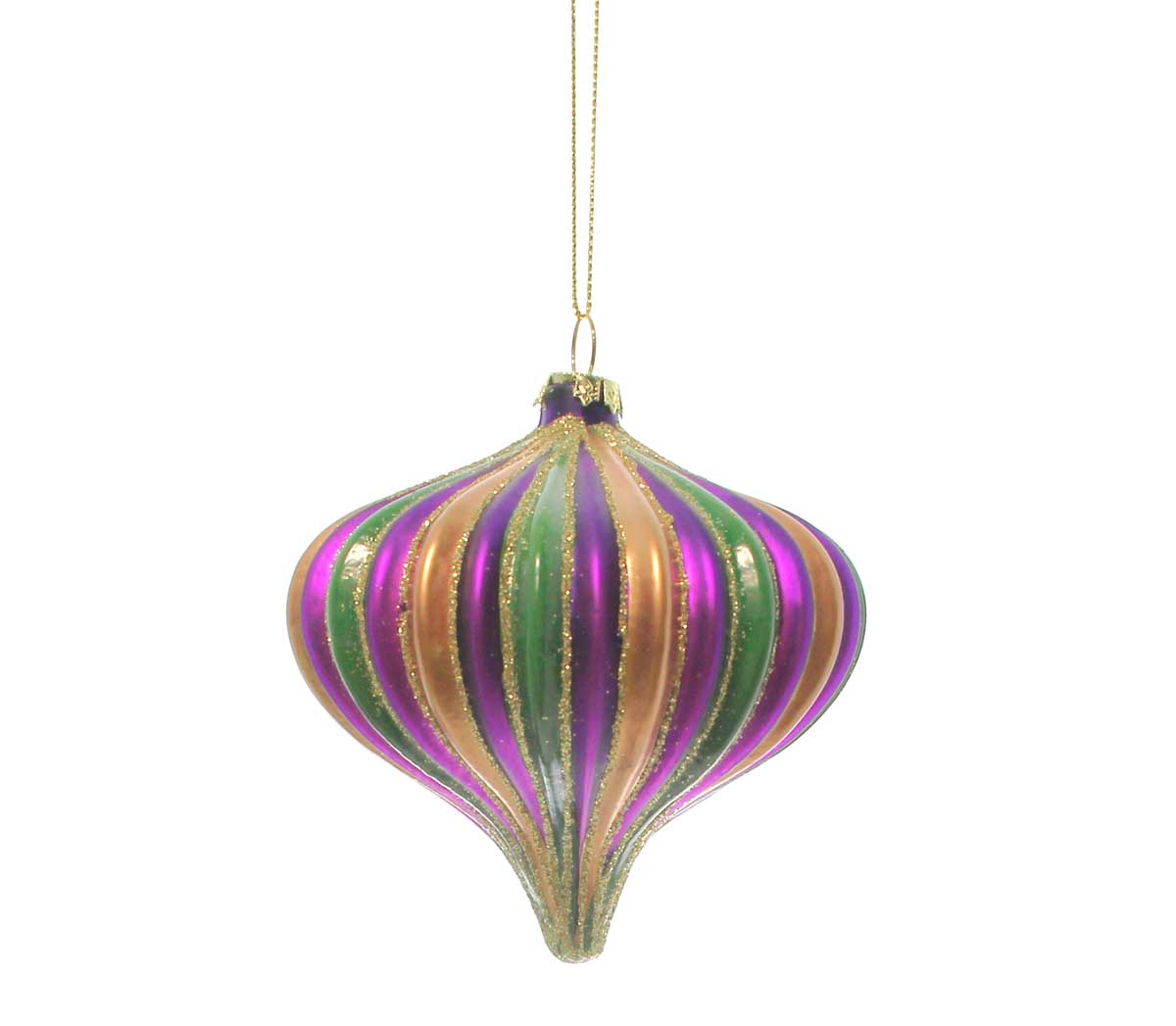 Purple, Green and Gold Striped Ornaments