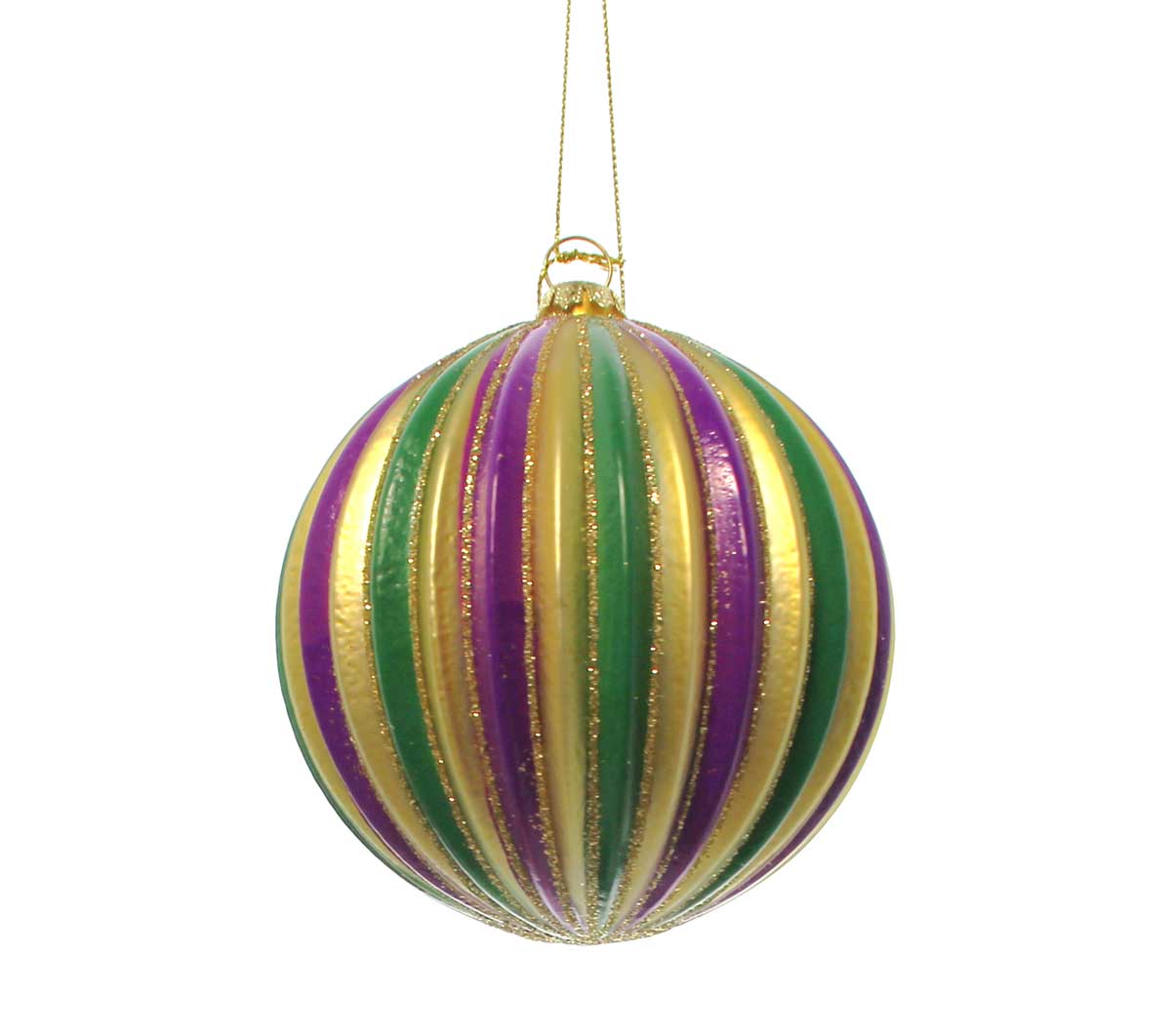 Mardi Gras Purple, Green and Gold Striped Ornaments Onion