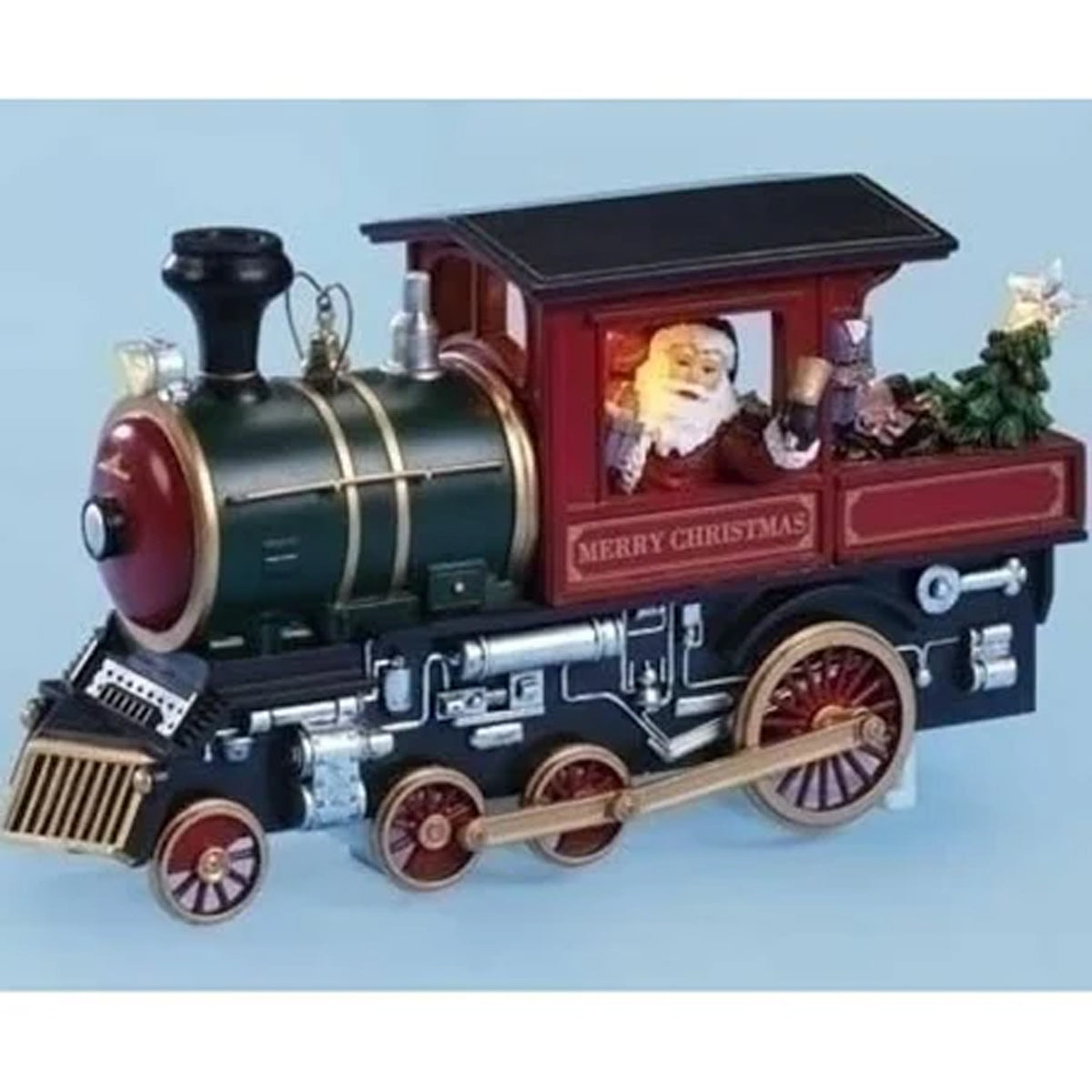 Musical LED Train Engine with Santa 10"H