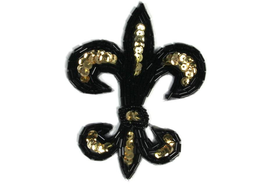Applique Fleur De Lis Black/Gold