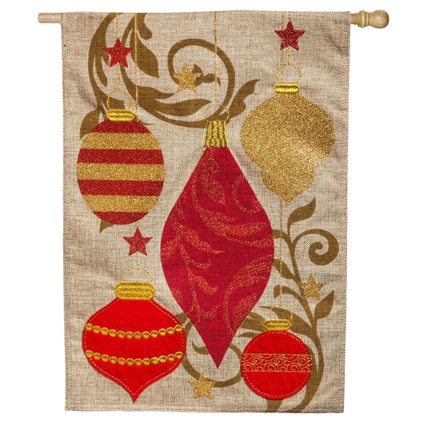 Holiday Ornaments House Burlap Flag