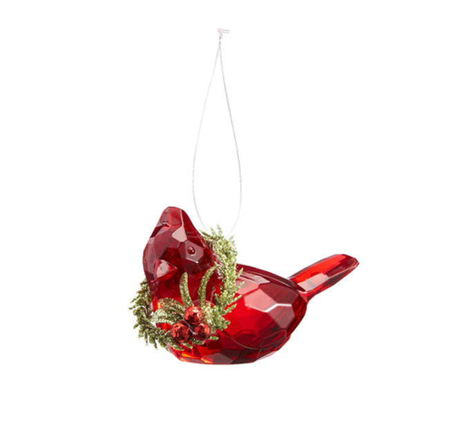 Ganz Teeny Cardinal Set Di 3 Ornamenti Natalizi, Acrilico Con Glitter Verde, 7,6 Cm
