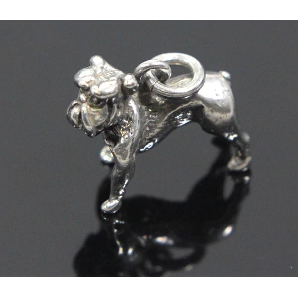 Bulldog Dog Charm Sterling Silver
