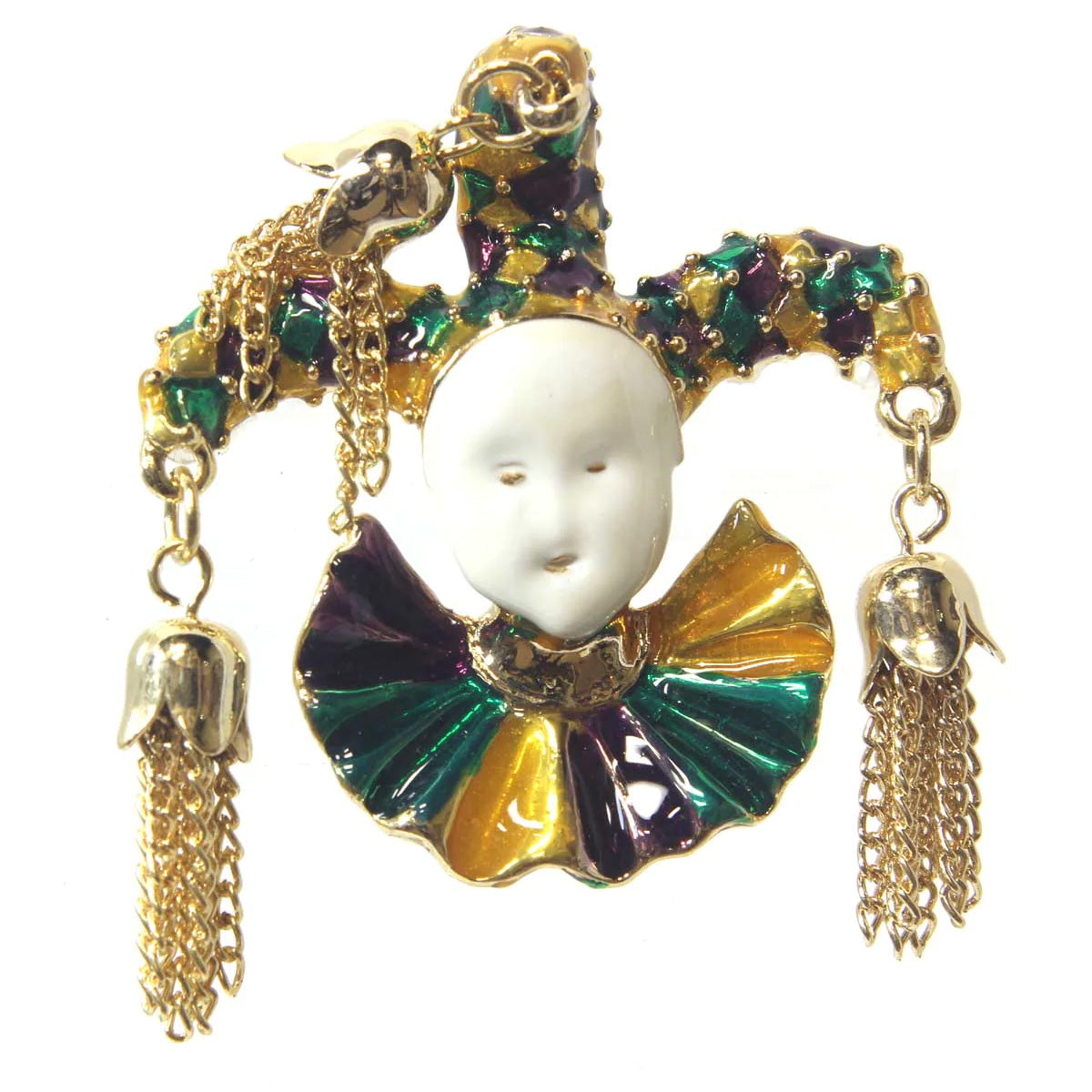 Mardi Gras Jester Pin/Pendant, Gold