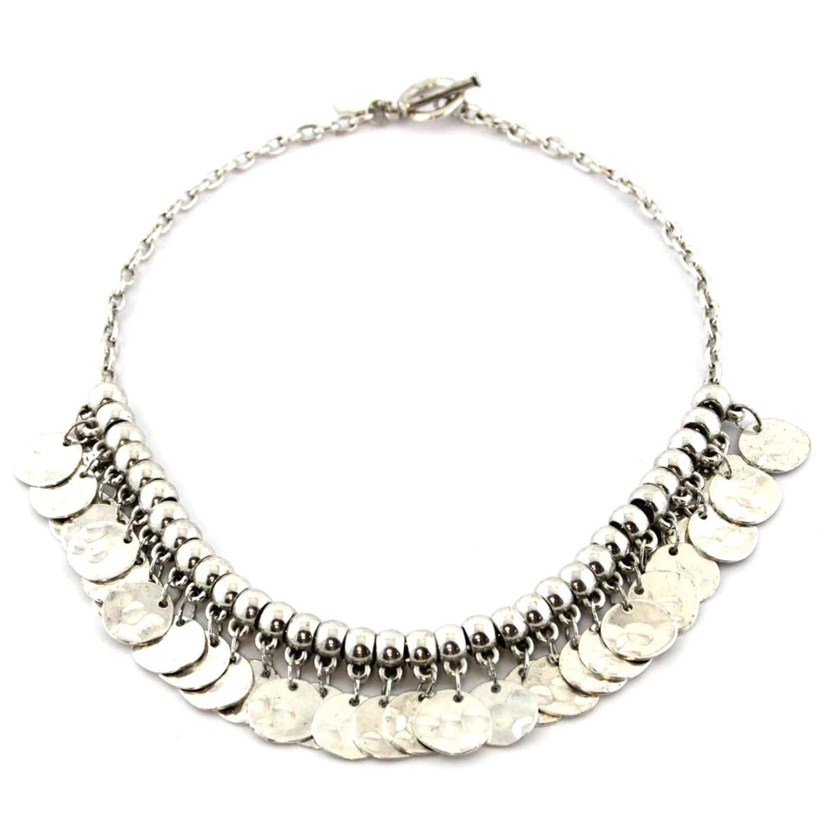 Silver Discs Necklace, Vintage Silver Necklace