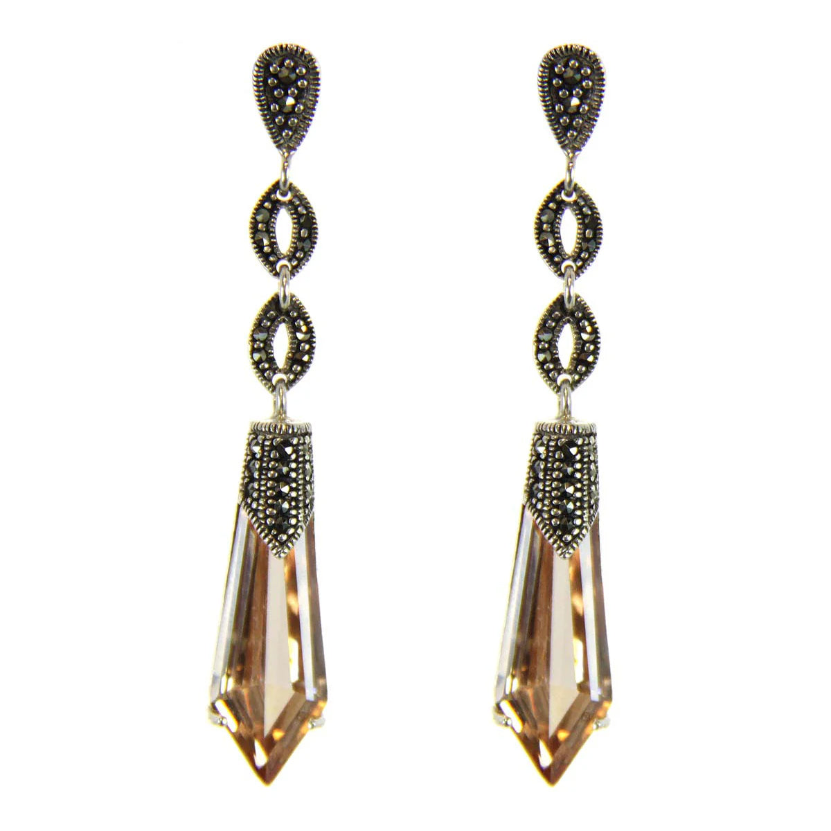 Spear CZ Sterling Silver Earrings