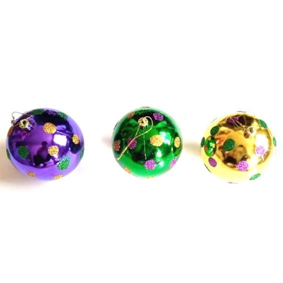 Mardi Gras Ball Ornaments with Dots, 4"