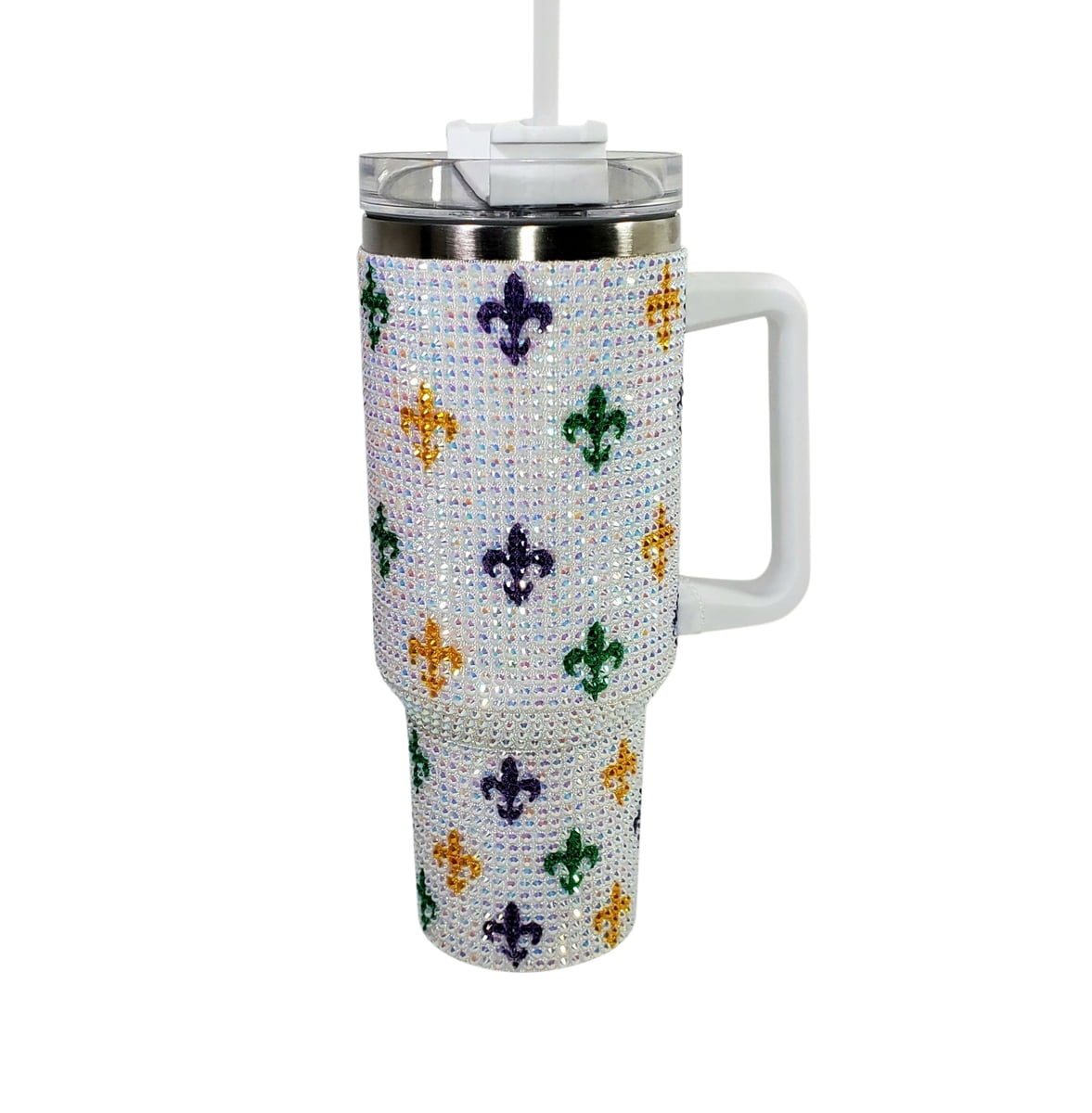 Beaded 40 OZ Drinking Cup with Fleur de Lis