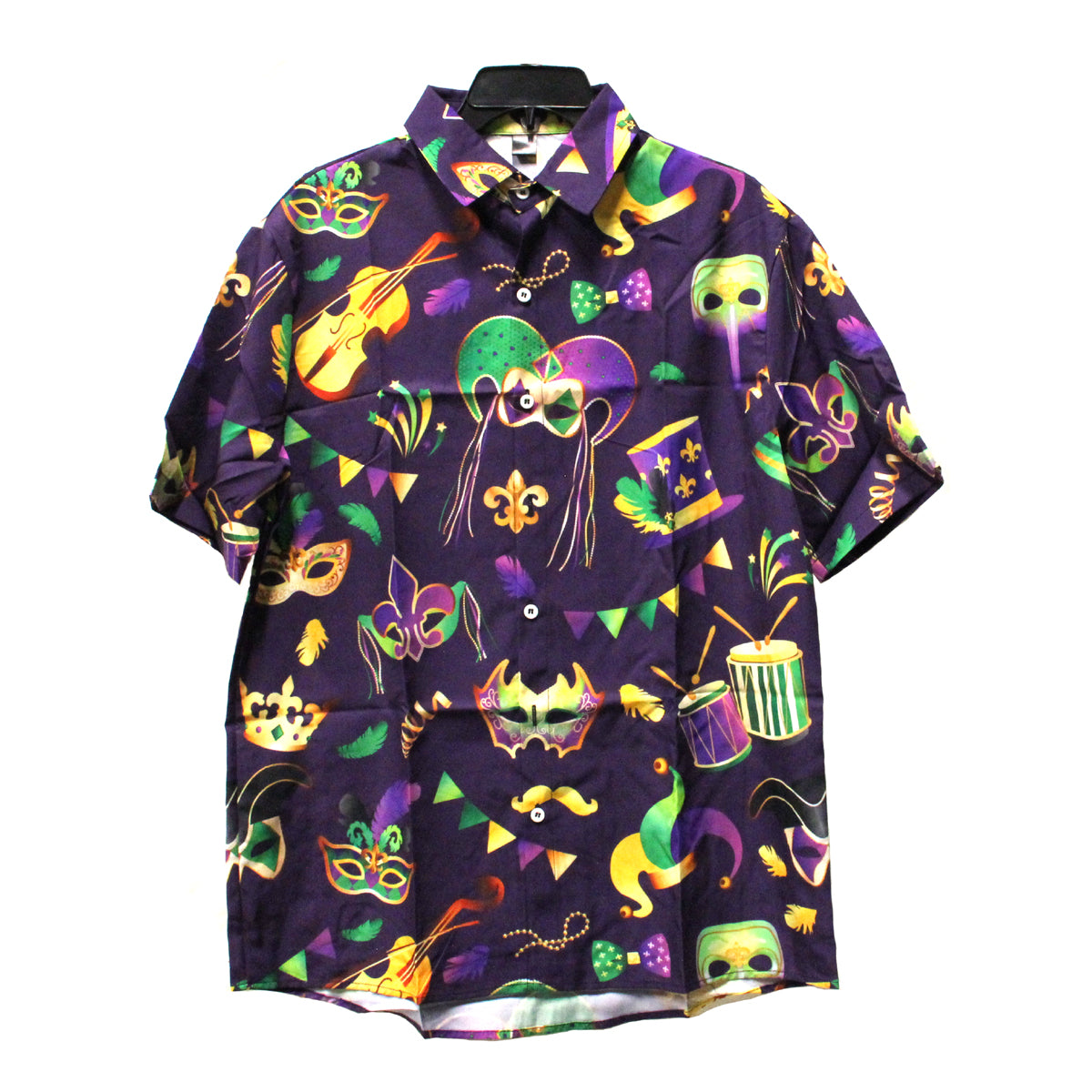 Men's Black Shirt w/ Mardi Gras Icons
