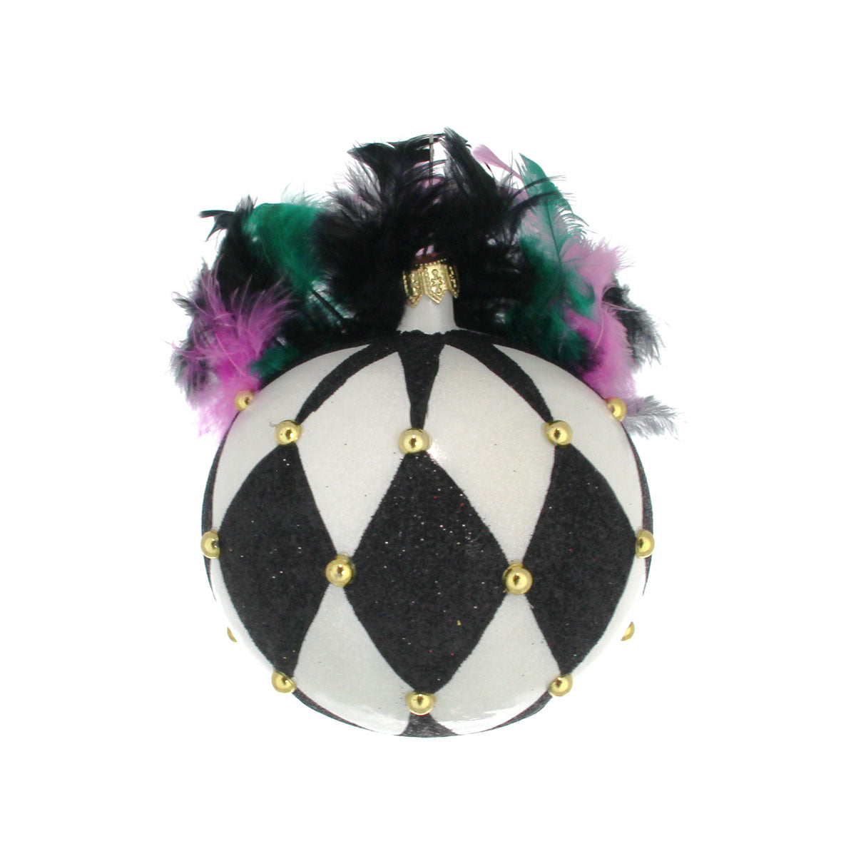 Peak Trading Venetian Mask with colorful Feathers Polish Glass Christmas