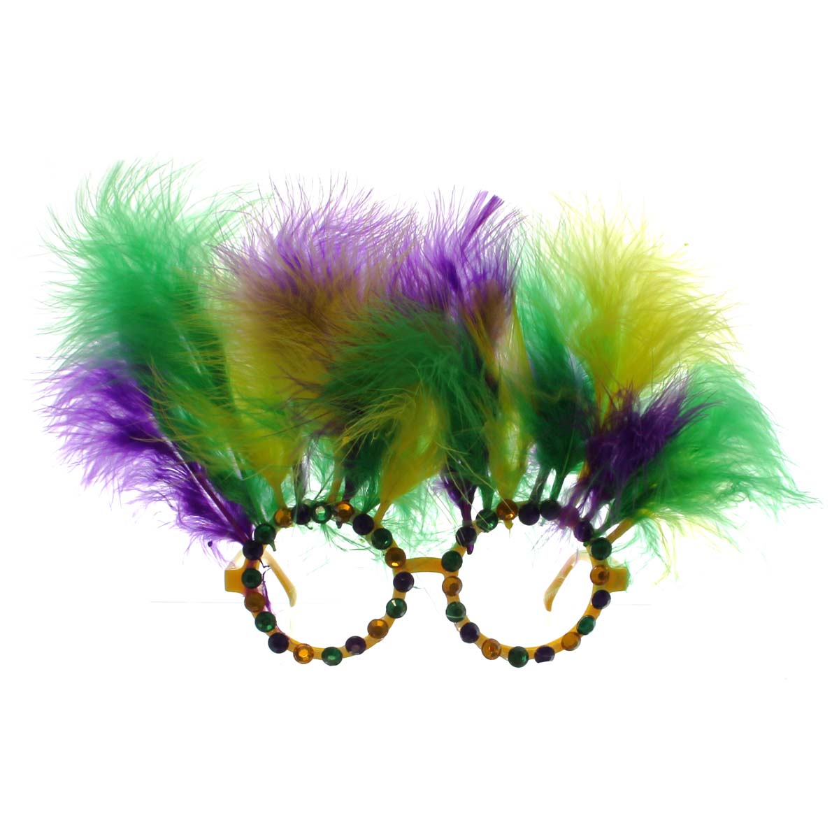 Glasses with Feathers Mardi Gras