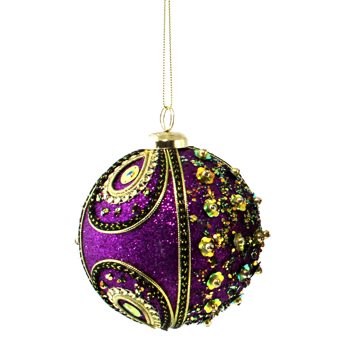 Mardi Gras Round Sparkle Ornament 4"