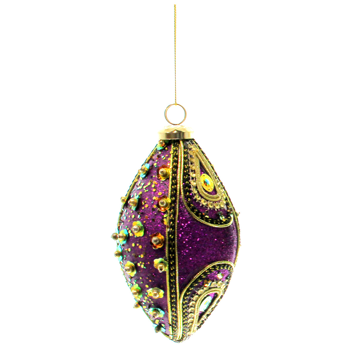 Mardi Gras Oval Sparkle Ornament 4" x 4.75"