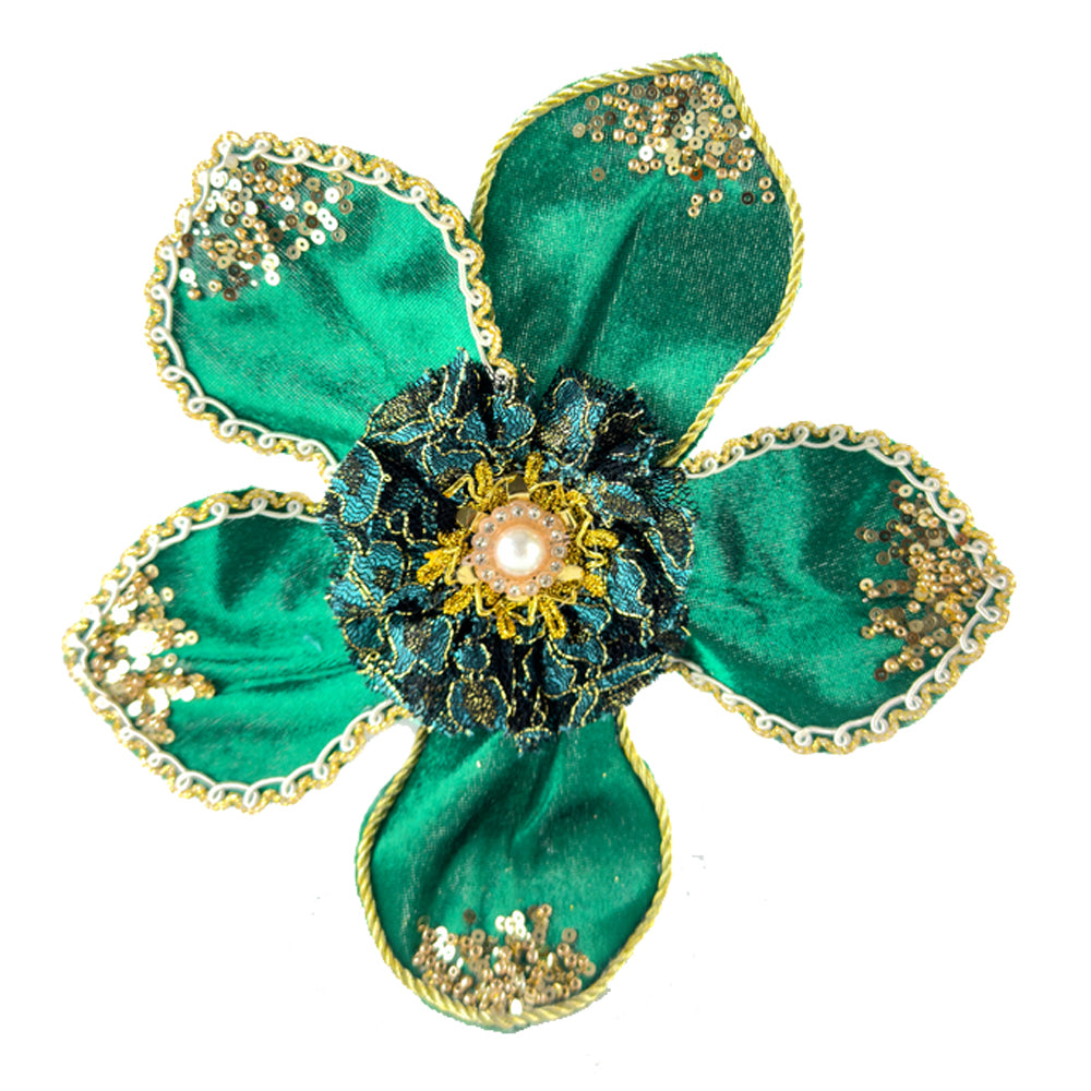 Mardi Gras Velvet Magnolia Ornament/Hair Clip  6.5"D