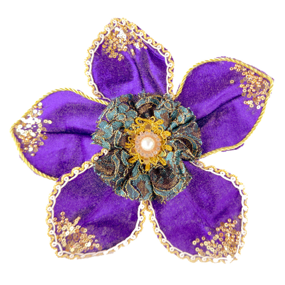 Mardi Gras Velvet Magnolia Ornament/Hair Clip  6.5"D