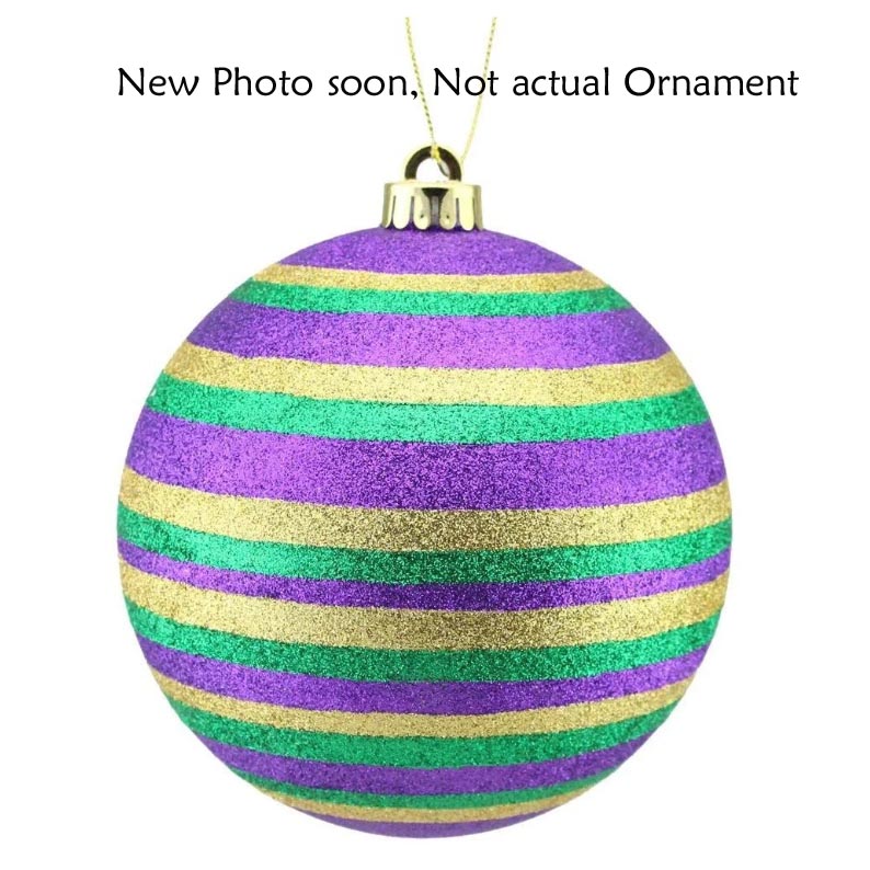 Horizontal Striped Ball Ornament: Mardi Gras 2.5"