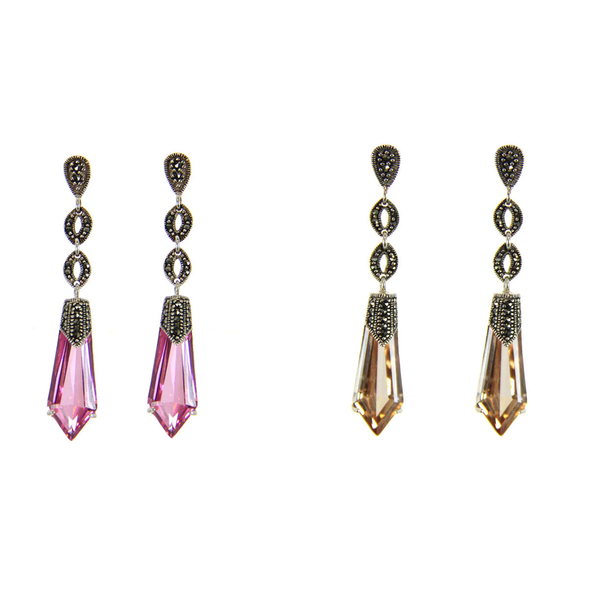 Spear CZ Sterling Silver Earrings