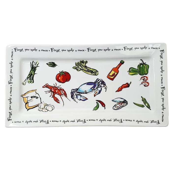 Rectangle Tray "First You Make A Roux" 13"