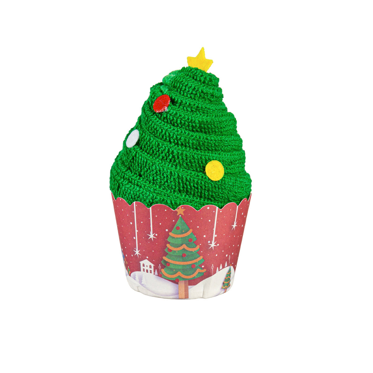 Washcloth in Christmas Tree Wrapping