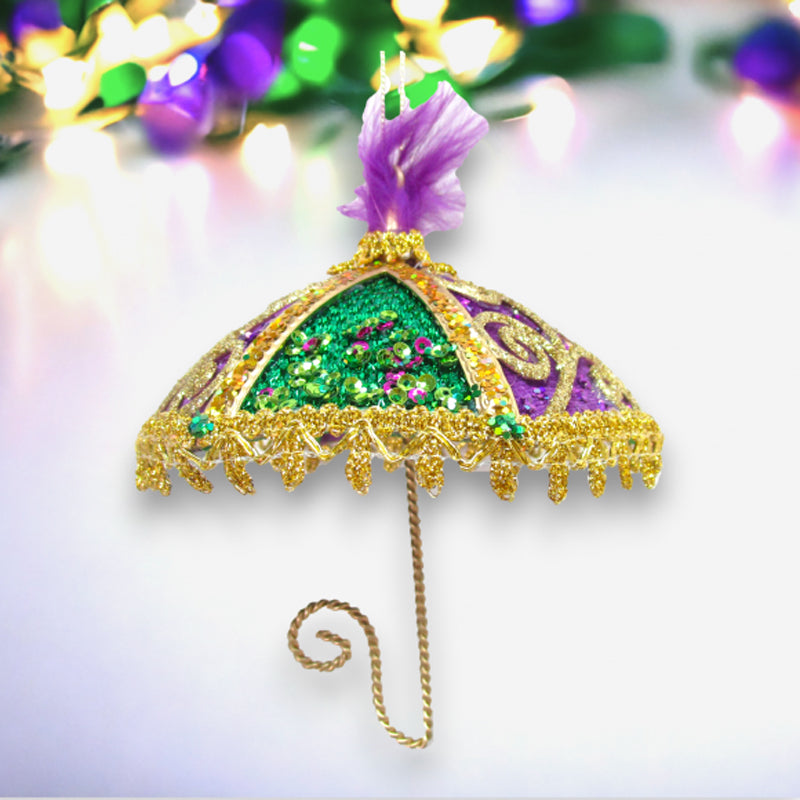 5" Umbrella Ornament, Mardi Gras