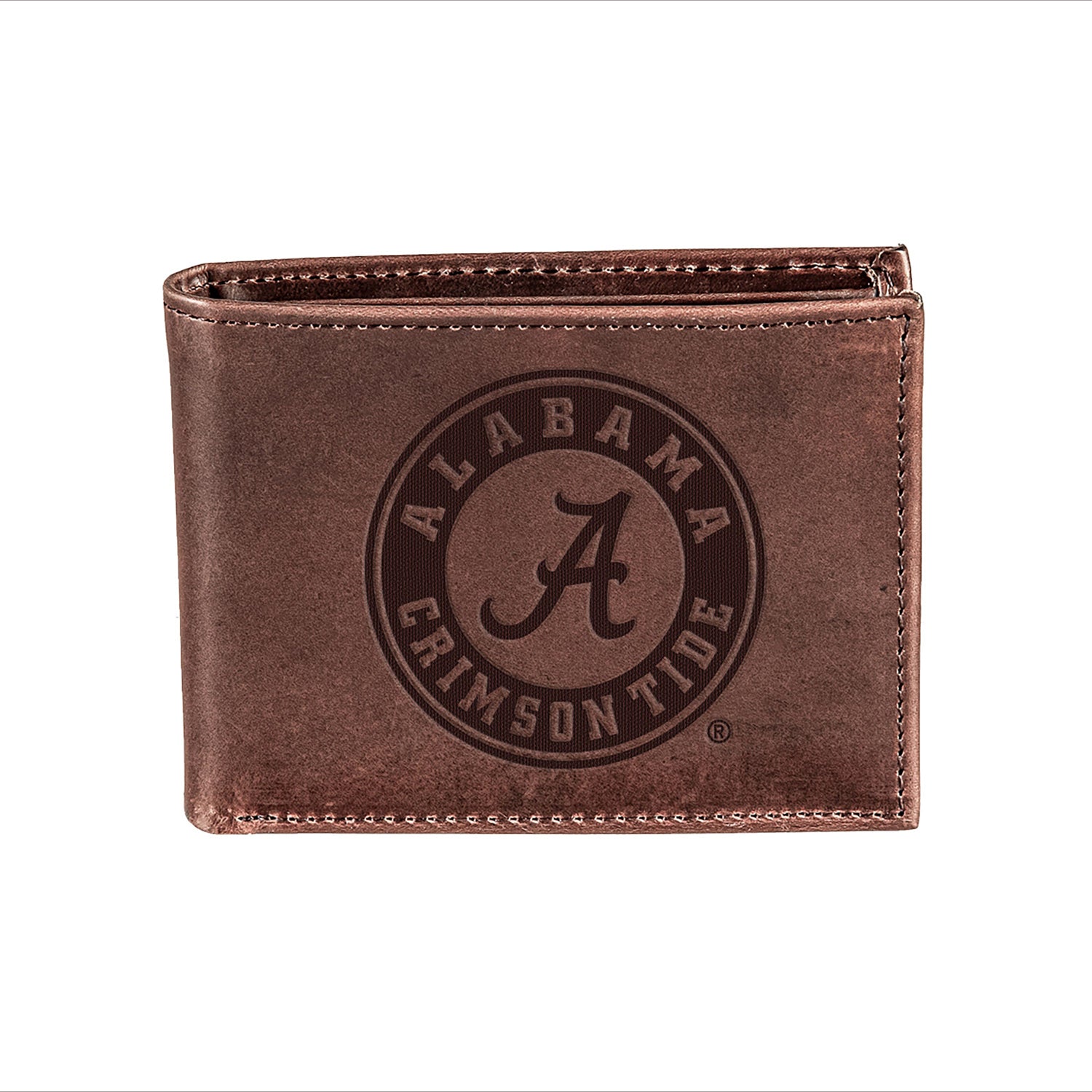 Alabama Bifold Leather Wallet, Brown, 100% Genuine Leather
