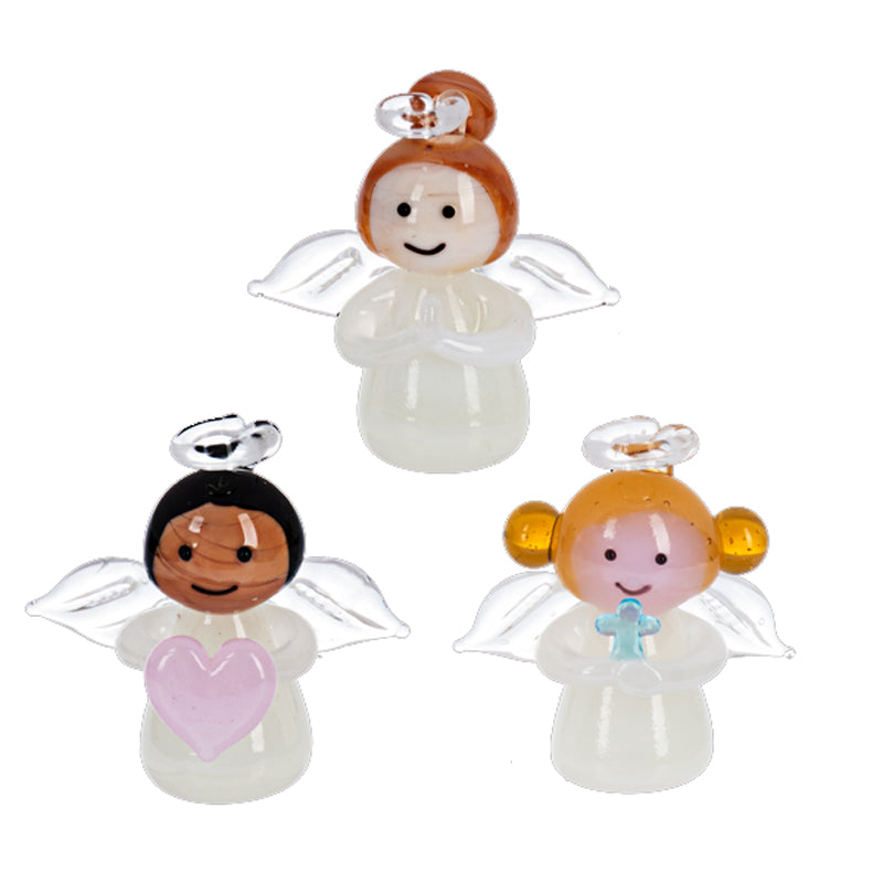 Blessed Colorful Angel Charms, Gold/blue/pink
