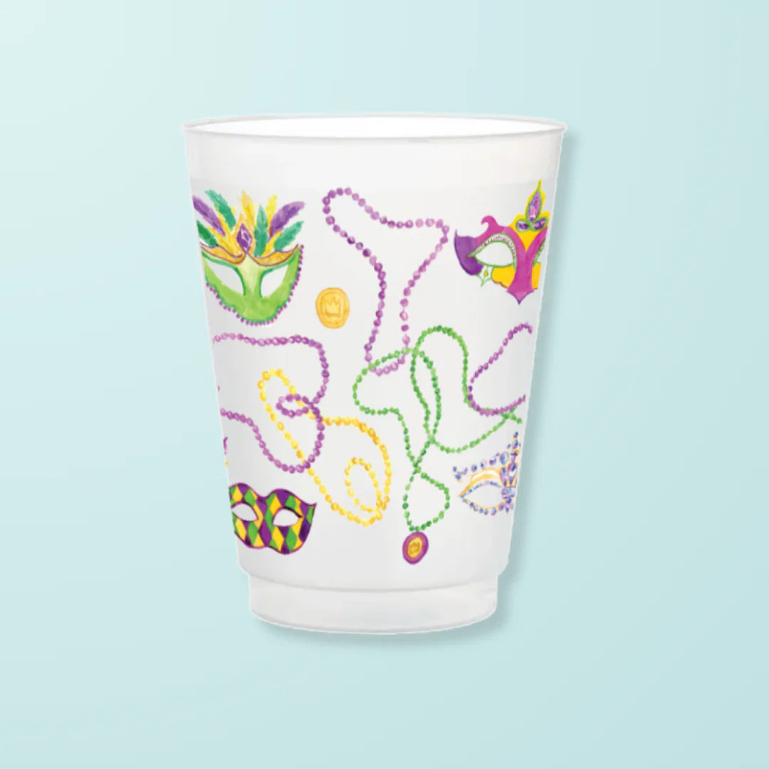 Mardi Gras Beads Frosted Cup