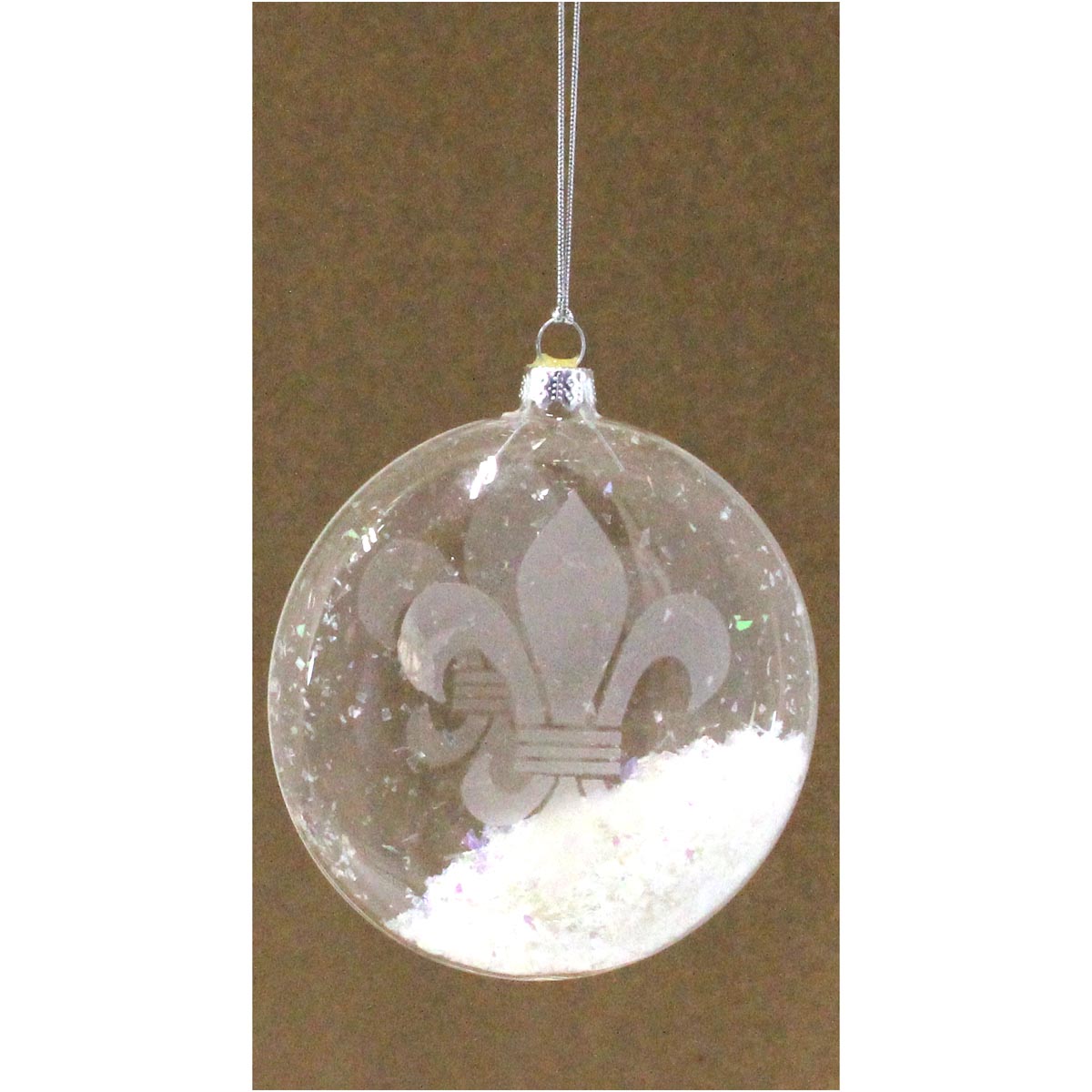 Frosted Fleur De Lis Blown Glass Ornament