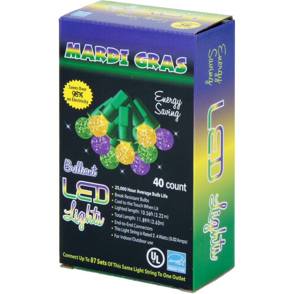 Mardi Gras Globe Mini Lights, LED 40 Light Strand