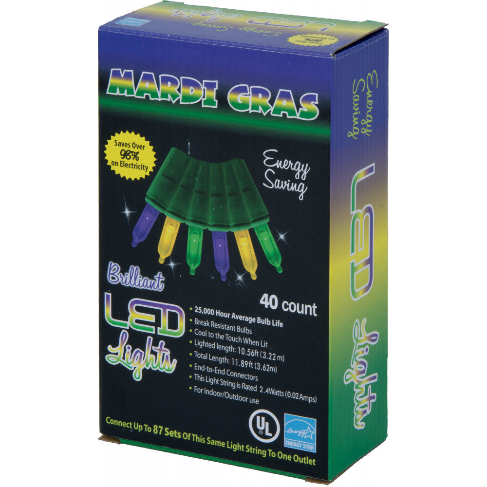 Mardi Gras Mini Lights, LED 40 Light Strand