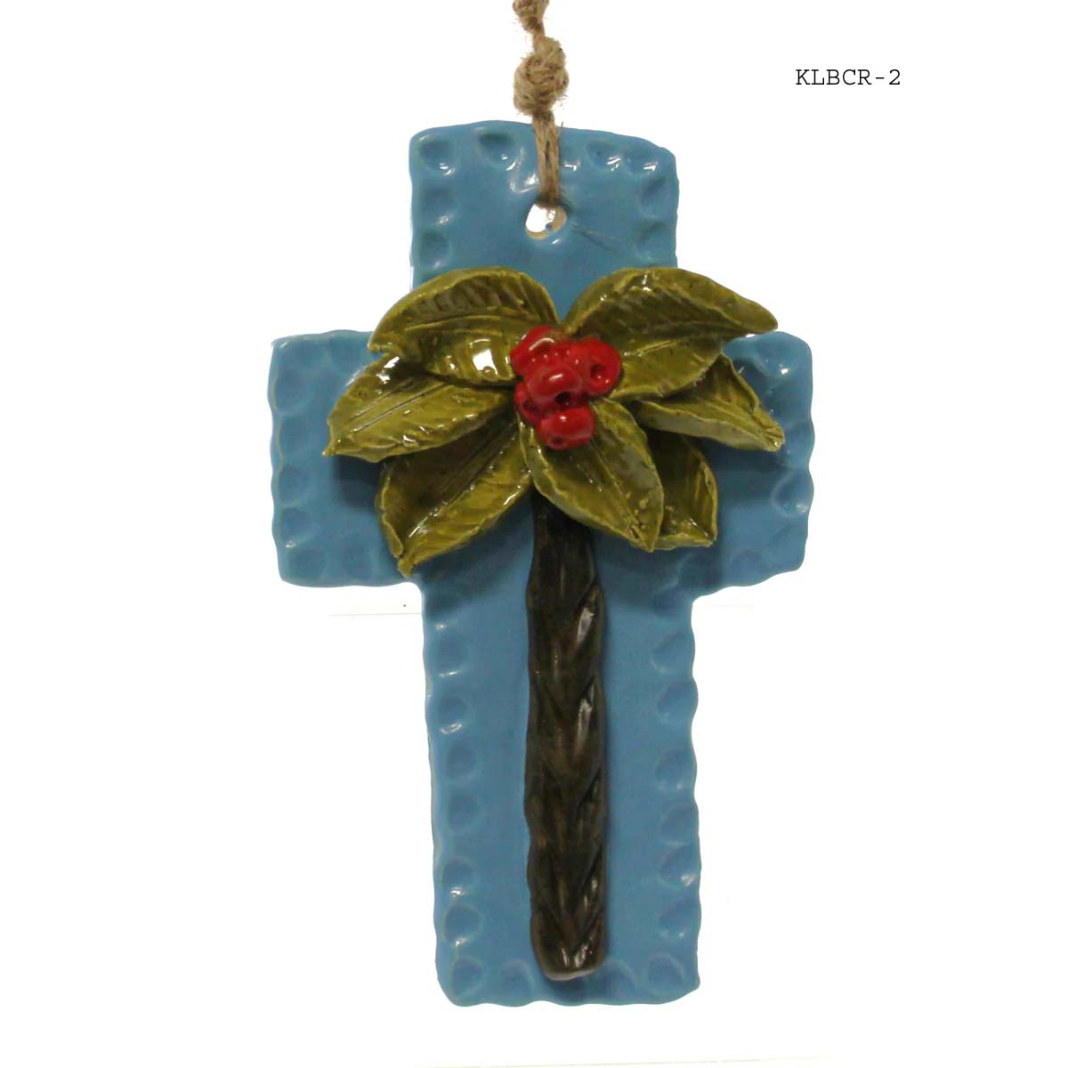 Kimberly Lang's Original Cross, Blue w/red berries, Medium