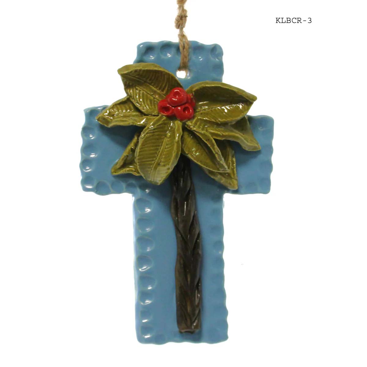 Kimberly Lang's Original Cross, Blue w/red berries, Medium