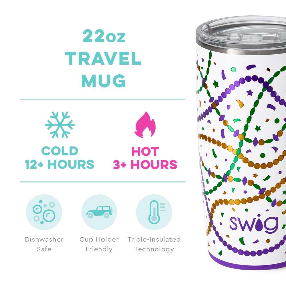 Mardi Gras Swig Travel Mug 22oz